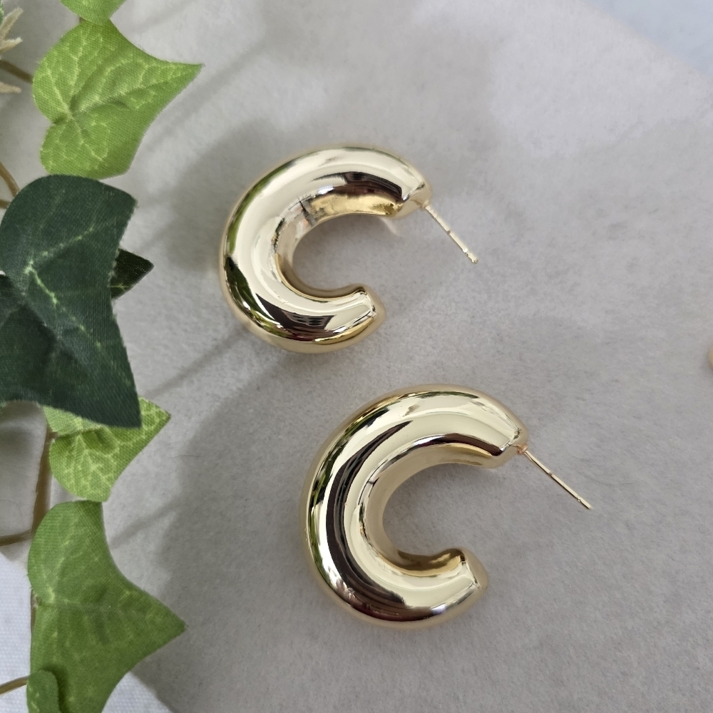 Chunky Gold Filled Open Hoop Earrings